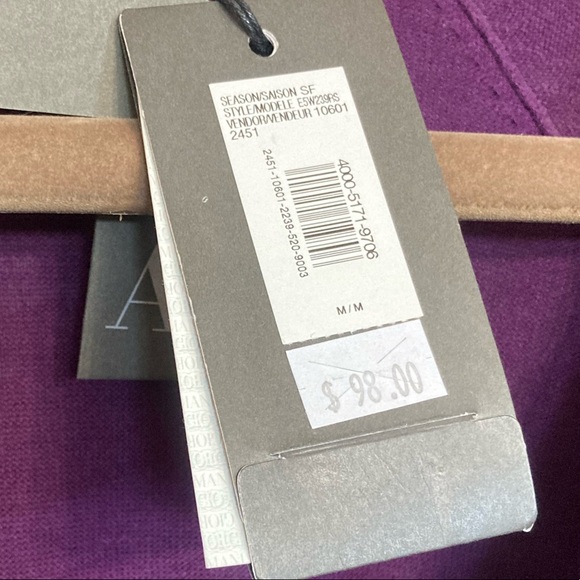 MED•NWT•ARMANI EXCHANGE•ROYAL PURPLE KNIT CARDIGAN W CERTIFICATE OF AUTHENTICITY - Picture 8 of 8